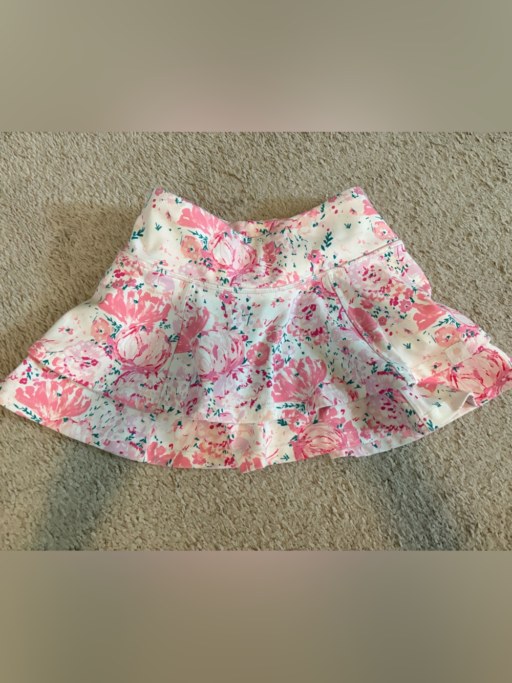 Sweet honey Floral Pink & White Athletic Skirt